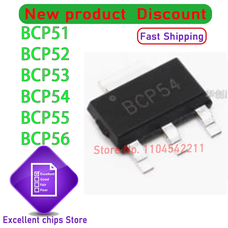 BCP51 BCP52 BCP53 BCP54 BCP55 BCP56 SOT-223 Bipolar Junction Transistor SOT223-4 10PCS/LOT