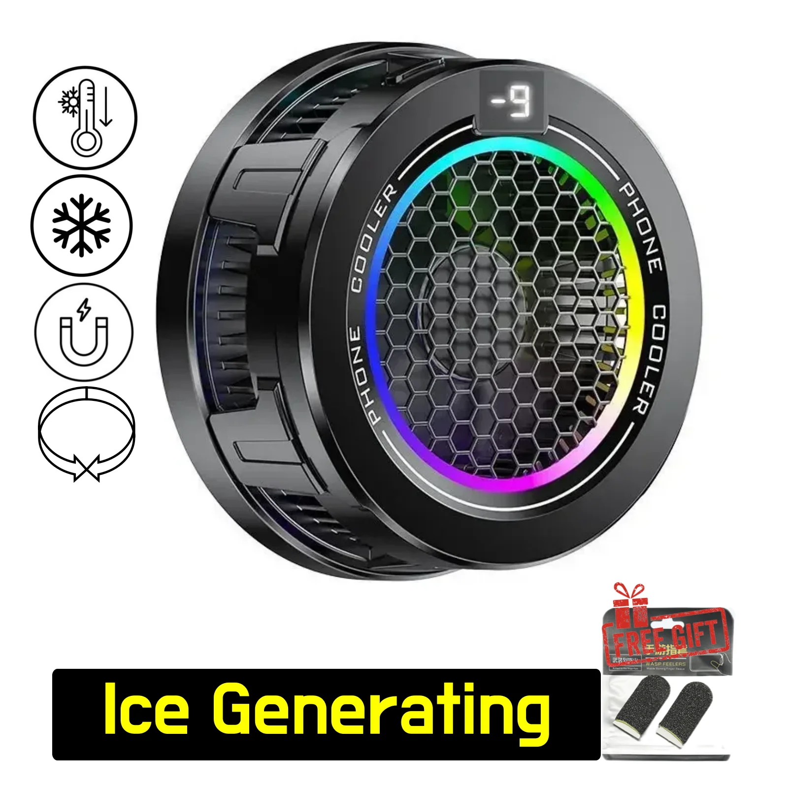 X108 Extreme Cooling Phone Cooler with Freezing Technology, 3-Gear Adjustable, Magnetic & Clip-on for iPhone Android