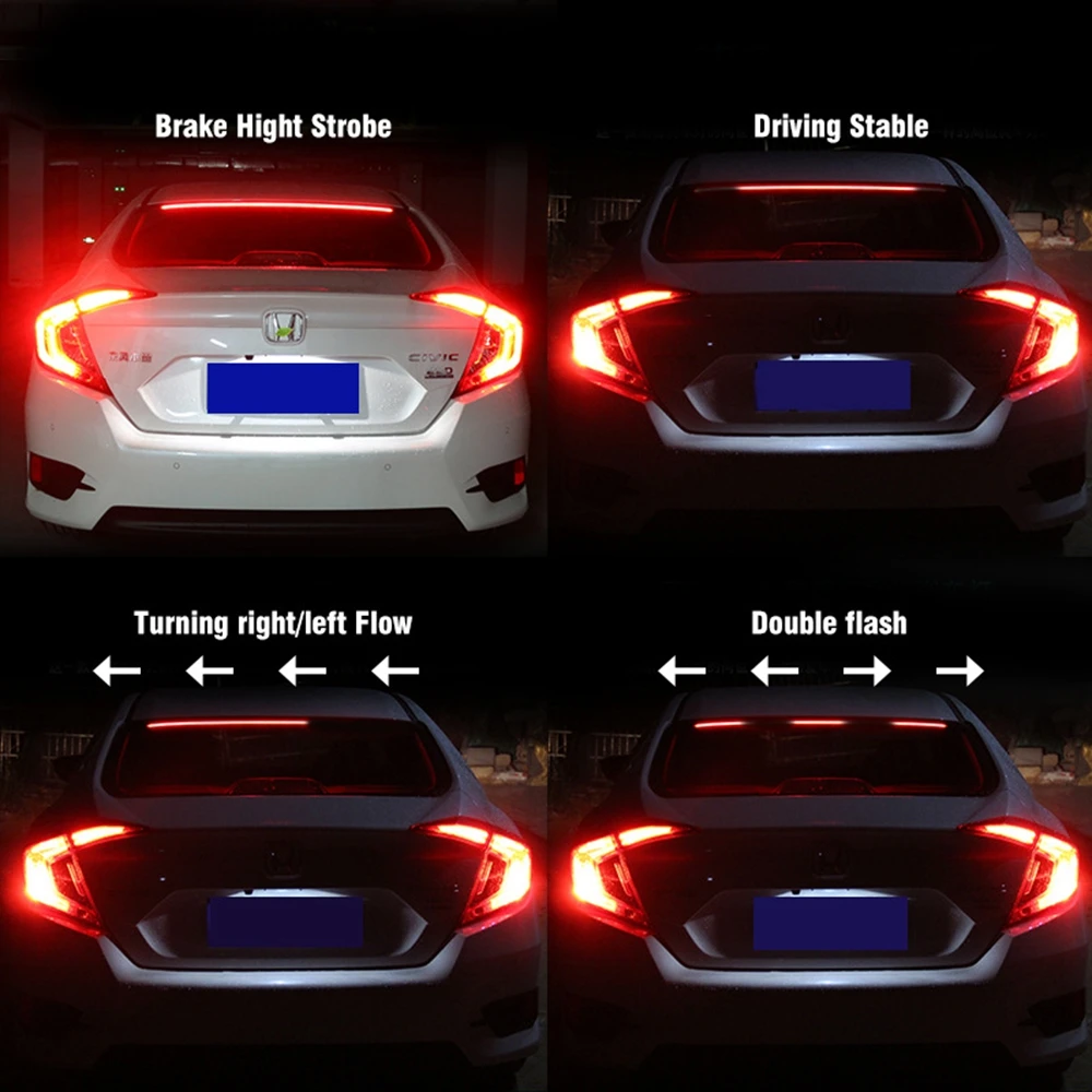 

LED Brake Signal Light for Car Turnning Running High Tail Light Stop Driving Warning Rainbow Flashing Lamp Flexible Strips