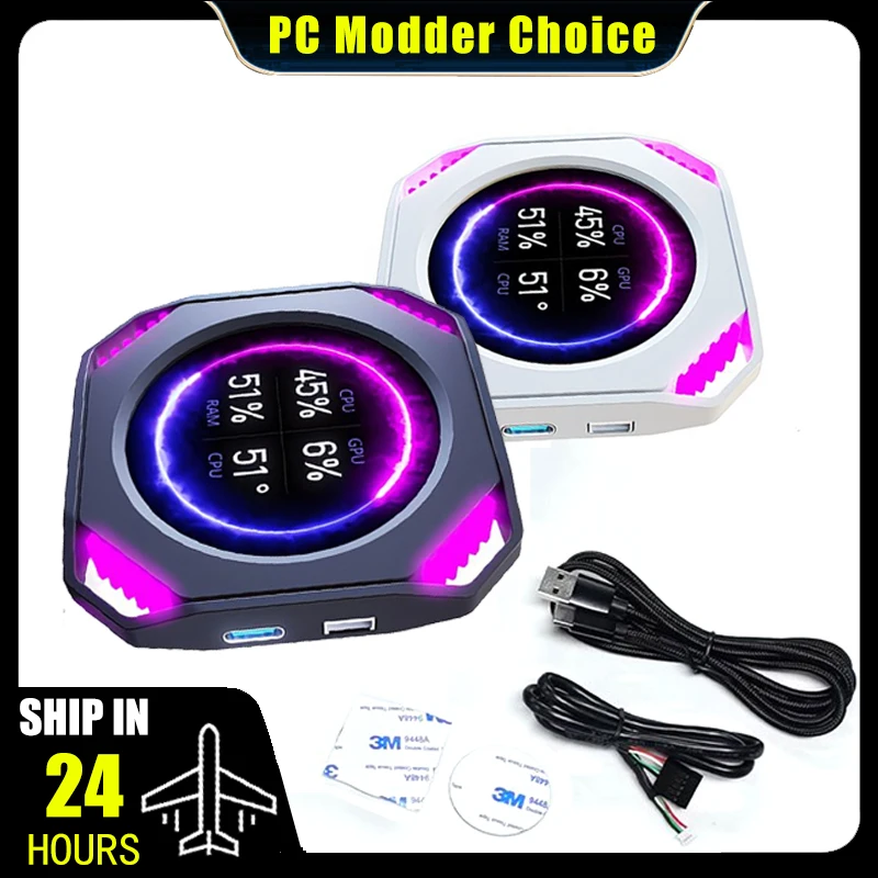 DR21 Secondary Screen 2.1'' Watercooler Monitor PC DIY Dynamic Video Customizable Themes with ambient lighting, USB Type-C/ 9Pin