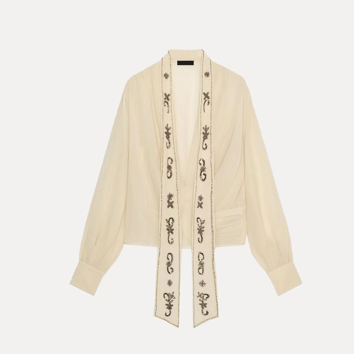 Z 2025 Nieuwe Faion Personali Eenvoudige Kralen Sjaal irt Dames Loose Fit Button up Lange Sve V Ne Winter Collectie