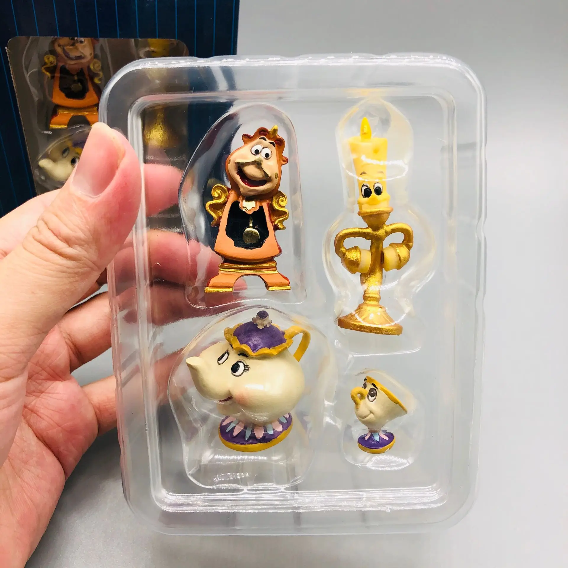 4Pcs Disney Anime Figure Movie Beauty And The Beast Cogsworth Mr Clock Miniature Collectible Decoration Figurine Toys Model Gift view 4