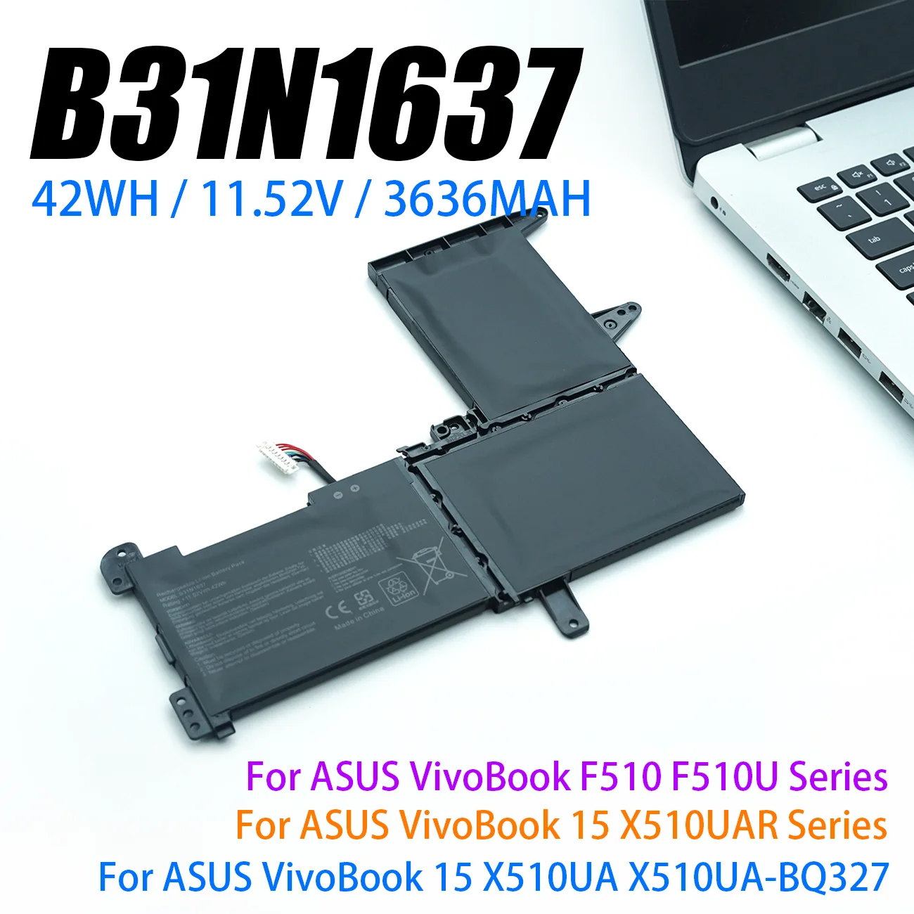 B31N1637 batería del ordenador portátil para ASUS VivoBook S510U S510UF S510UQ X510 X510U X510UQ X510UA F510U F510UA F510UQ F510QA