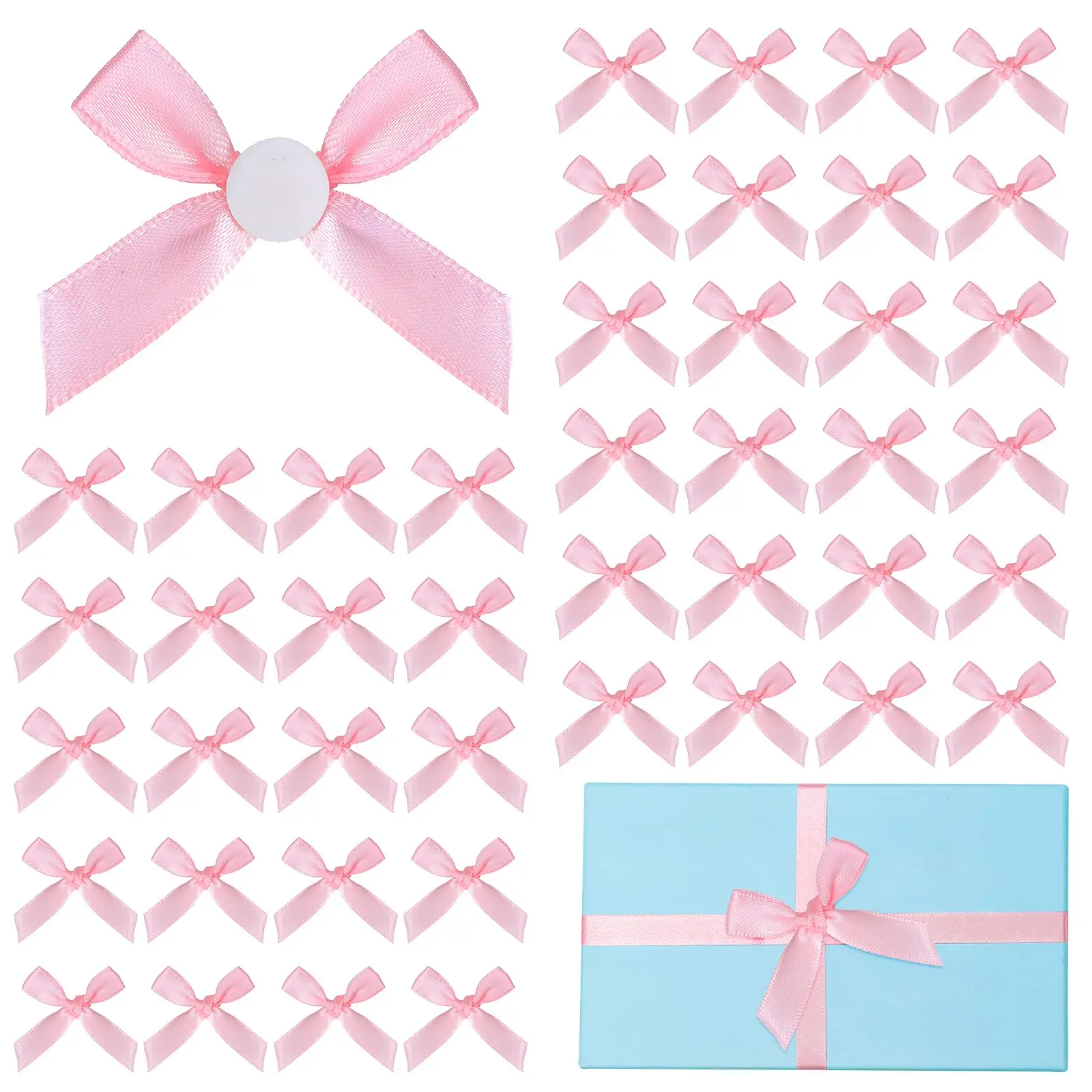 

Self-Adhesive Satin Bows Small Gift Bow Mini Satin Ribbon Bows for Christening Birthday Wedding Gift Packaging Gift Box Decor