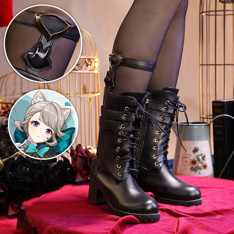 

Cosplay Genshin Impact Lynette Magician Shoes Cos Accessory Prop Shoes Female mid-calf boot