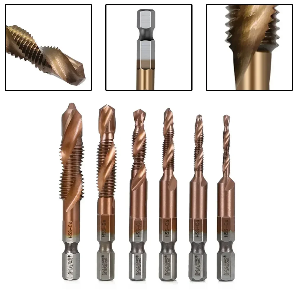 Broca de grifo metalúrgico, tornillo hexagonal, vástago hexagonal, M10x1.5, M5x0.8, M6x1, máquina compuesta, broca de grifo metalúrgico