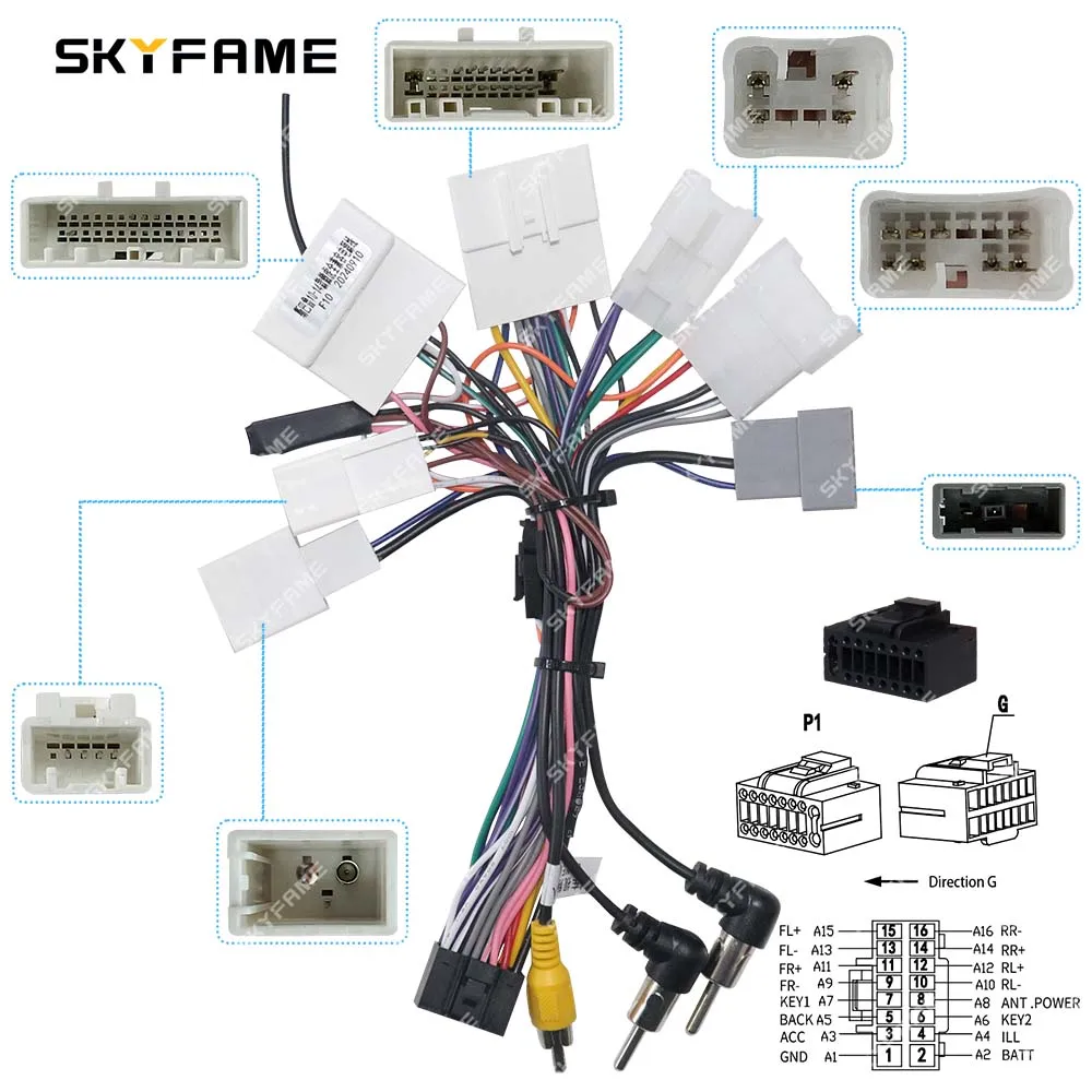 SKYFAME 16Pin Car Wiring Harness Adapter Android Radio Power Cable For Subaru Outback Legacy