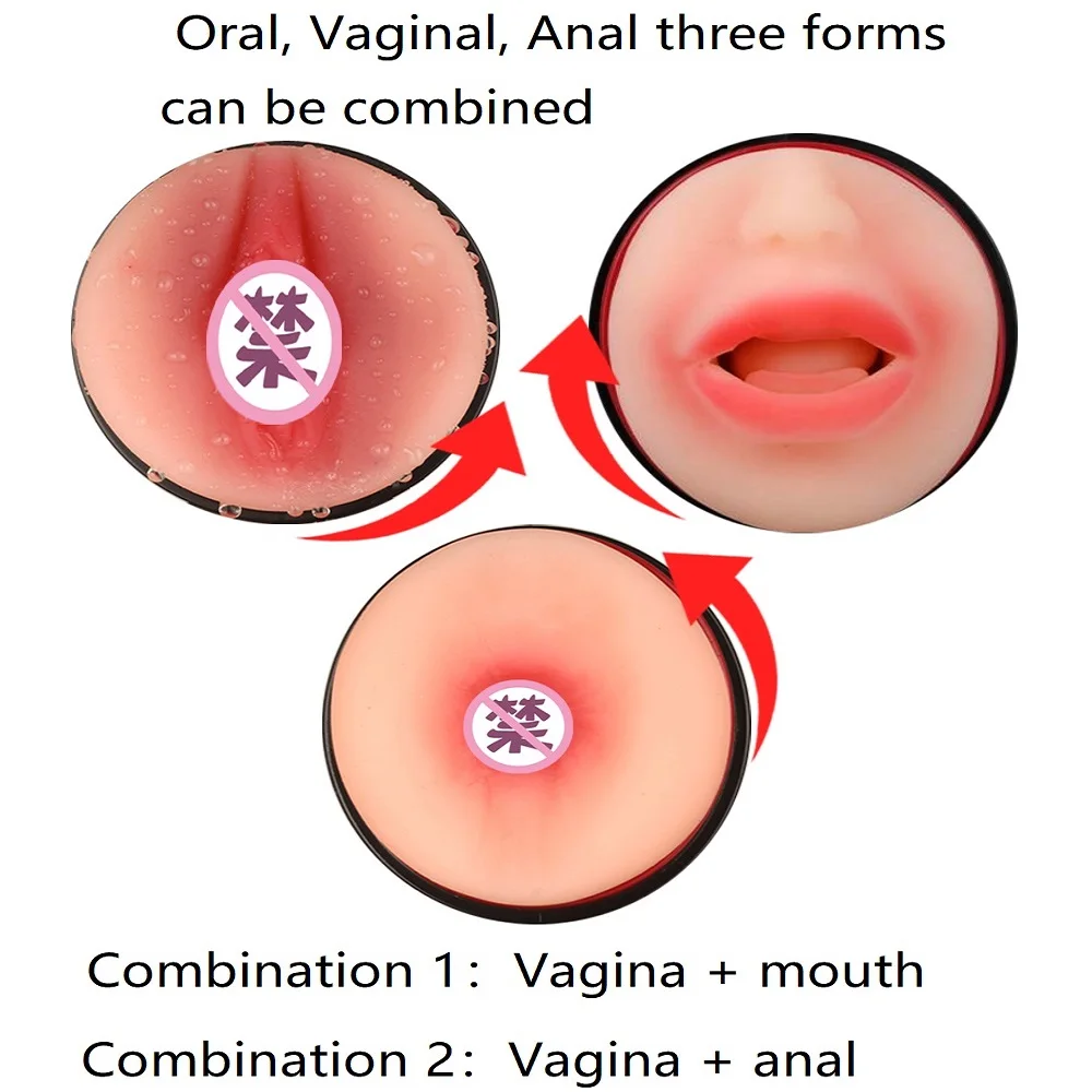 Carne grande, realista, ligero, Vagina y ano, doble taza de masturbación masculina feliz, juguete sexual de bolsillo para hombres, entrenador de pene