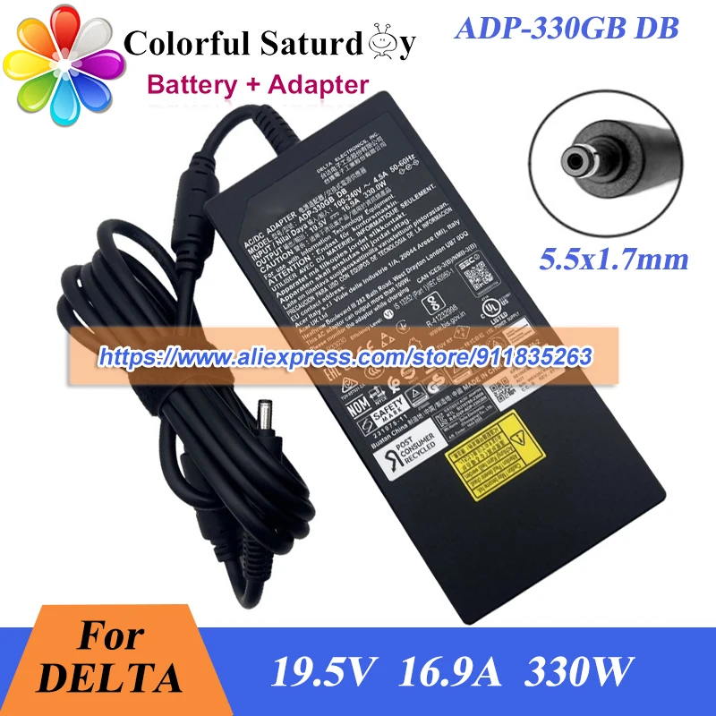 

Original DELTA ADP-330GB DB AC Adapter 19.5V 16.9A 330W Power Supply with 5.5x1.7mm for ACER Predator Qing NEO 2024 Laptop