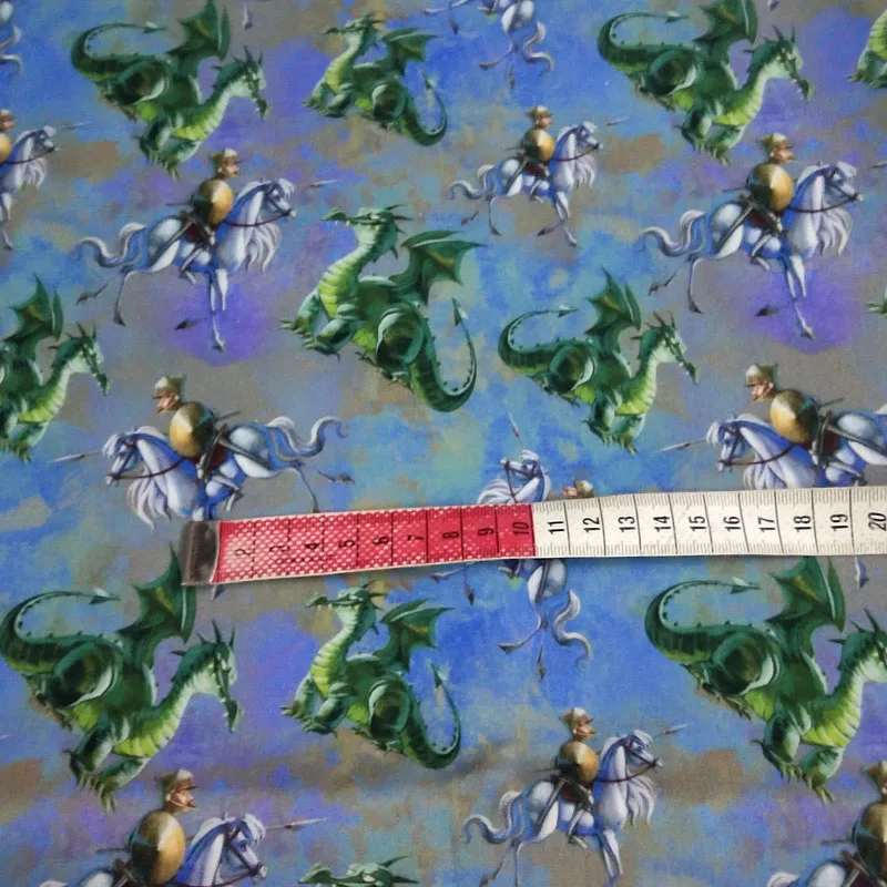 ViapHia 100% Cotton Dinosaur Dragon Series Printed Cotton Fabric Sewing Cloth Dress Textile Tissue