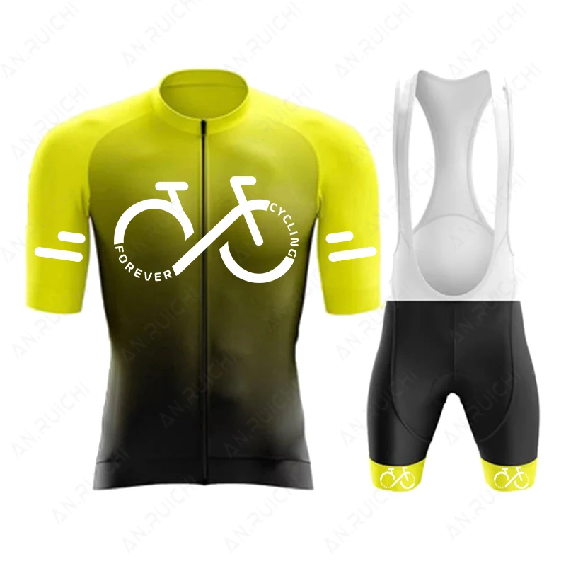 Conjunto de Jersey de Ciclismo para hombre, Ropa deportiva para bicicleta de montaña, Color degradado, verano 2023