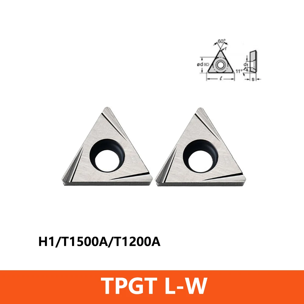 Original TPGT080202L-W TPGT080204L TPGT090204L TPGT110202L TPGT110204L W H1 T1500A T1200A Carbide Inserts CNC Tools TPGT Cutter