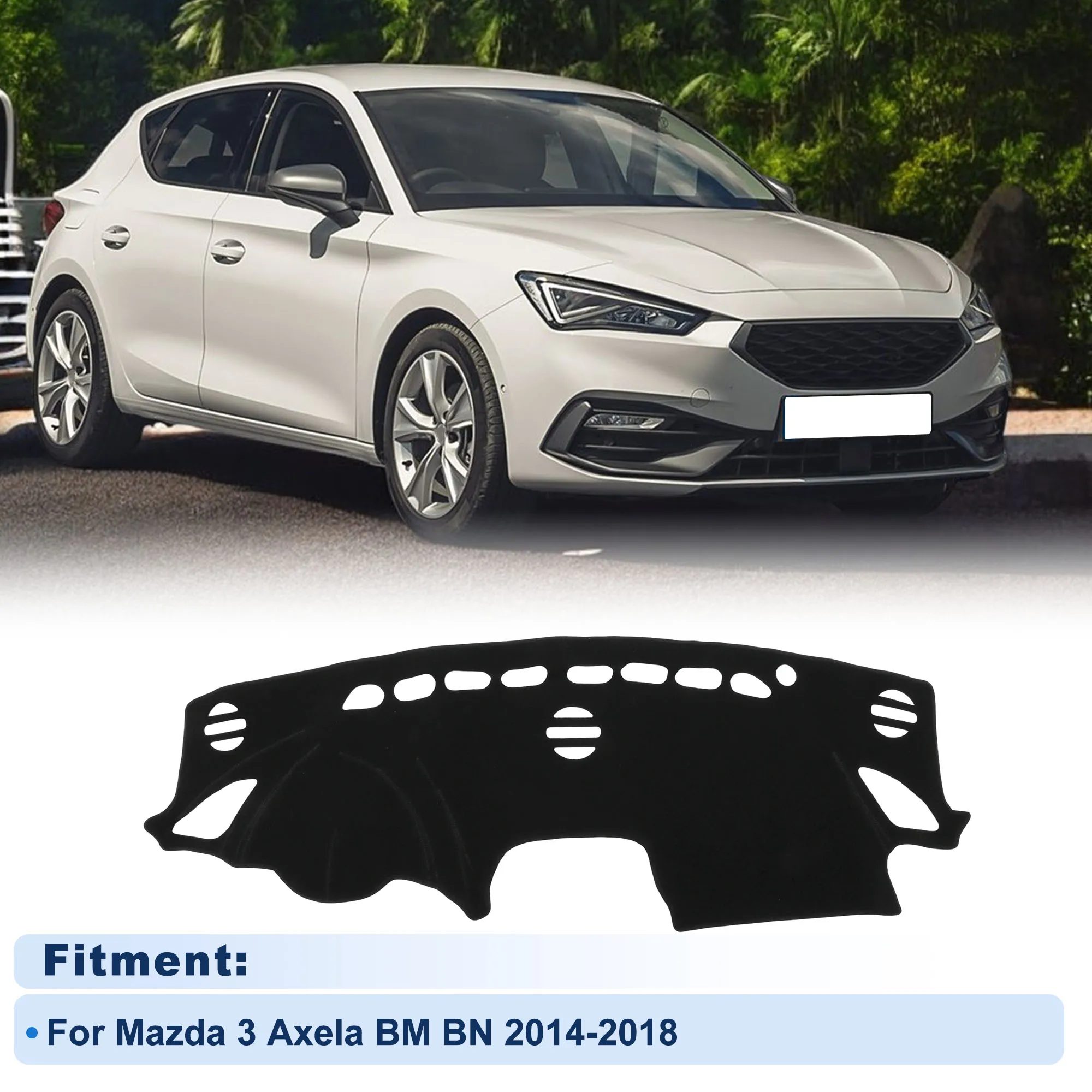 UXCELL Dash Cover for Mazda 3 Axela BM BN 2014-2018 Without HUD Polyester Black 1 set