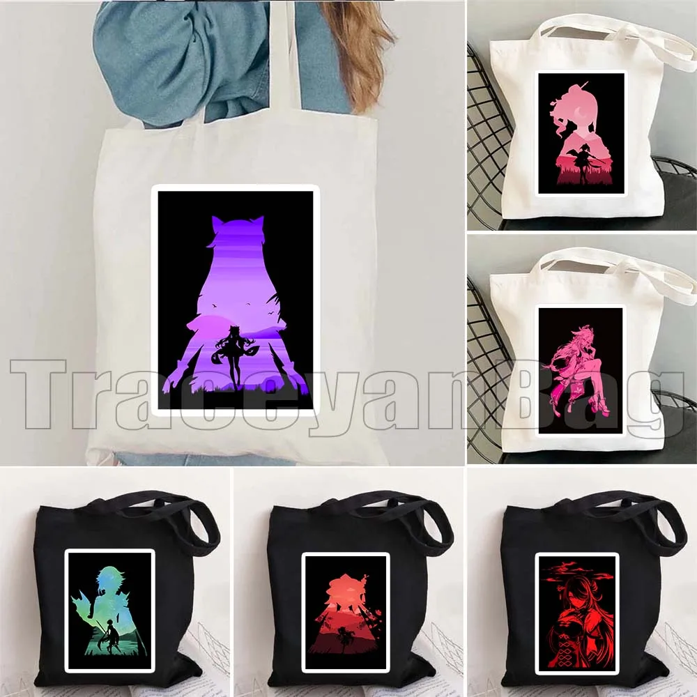 Genshin Impact Fan Gifts Hu Tao Keqing Xiao Jean Lisa Yae Miko Zhongli Raiden Shogun Beidou Amber Fischl Eula Tote Bag Handbag