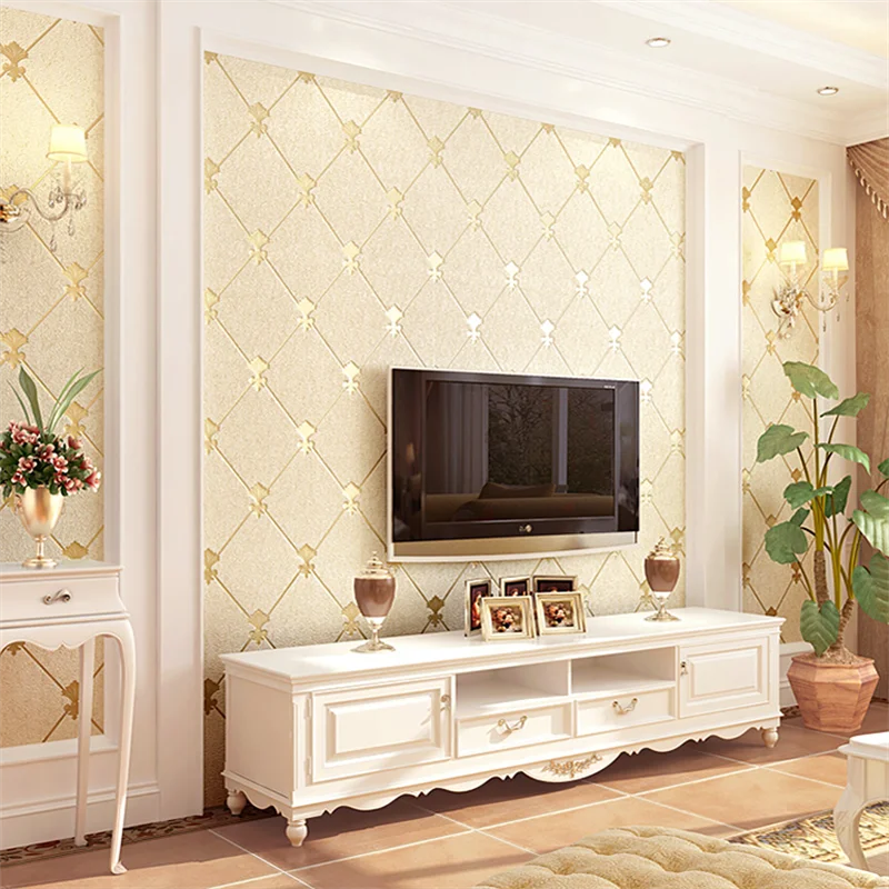 

Diamond-shaped square check box non-woven non-self-adhesive living room bedroom film and television background wall wallpaper