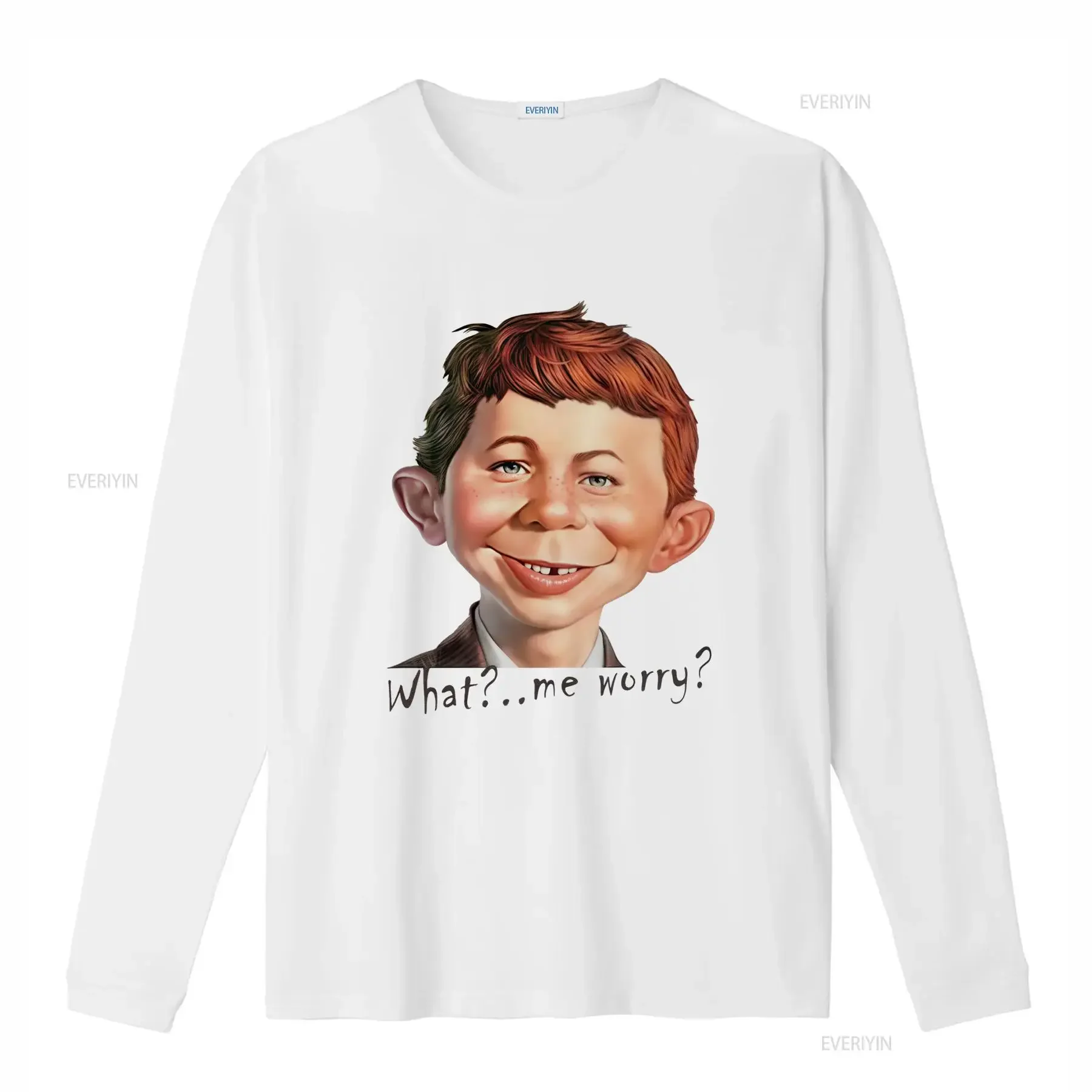 MAD Alfred E Neuman What Me worry T Shirt for Men Unique Art Print Comfortable Cotton Perfect Retro Fans vintage Washed Casual