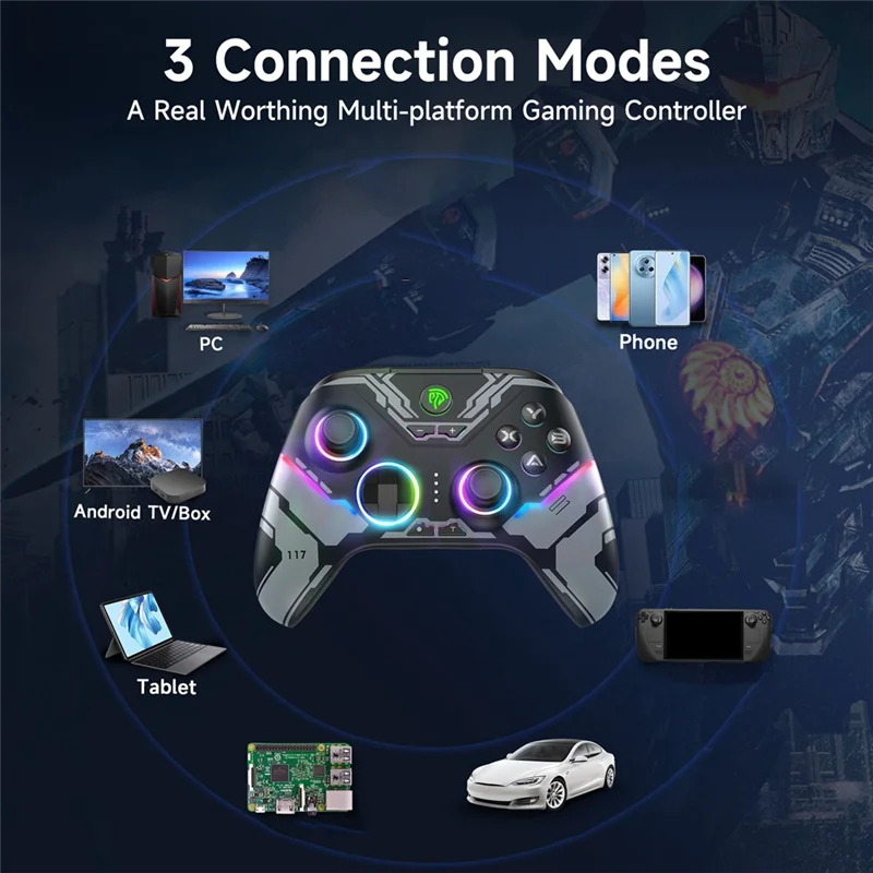 Gamepad wireless AS95-X15, controller PC per PC Windows, telefono Android/IOS, interruttore, luce RGB, gamepad joystick Hall Installazione semplice