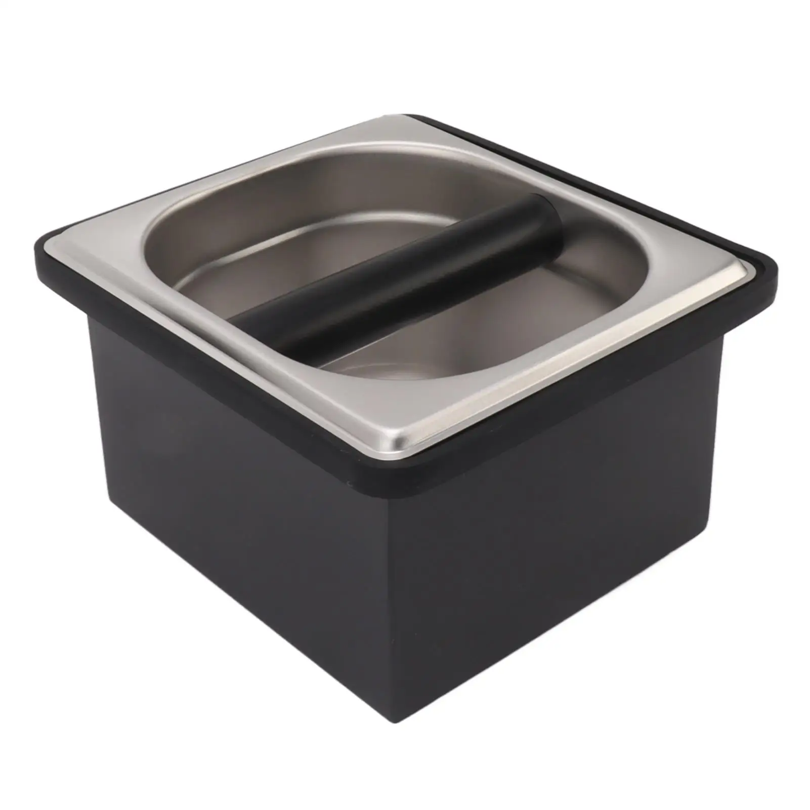 

Large Capacity Stainless Steel Coffee Knock Box - Dishwasher Safe, Heat Resistant Rubber Bin for cafe Use