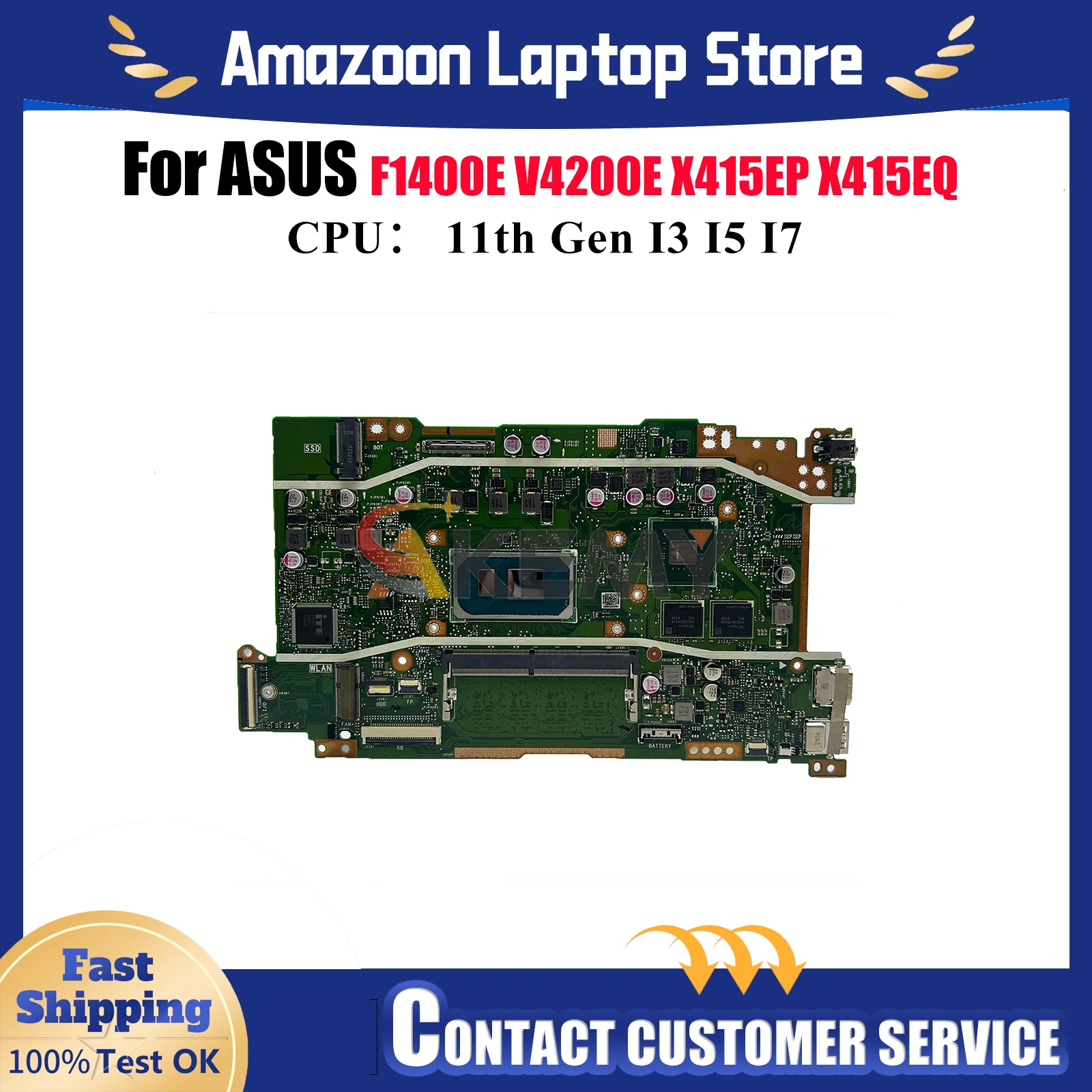 

X415EP Материнская плата для ноутбука ASUS VivoBook F1500E V5200E X415E X415EP F1400E X415EQ V4200E Материнская плата с процессором I3 I5 I7 OK tests