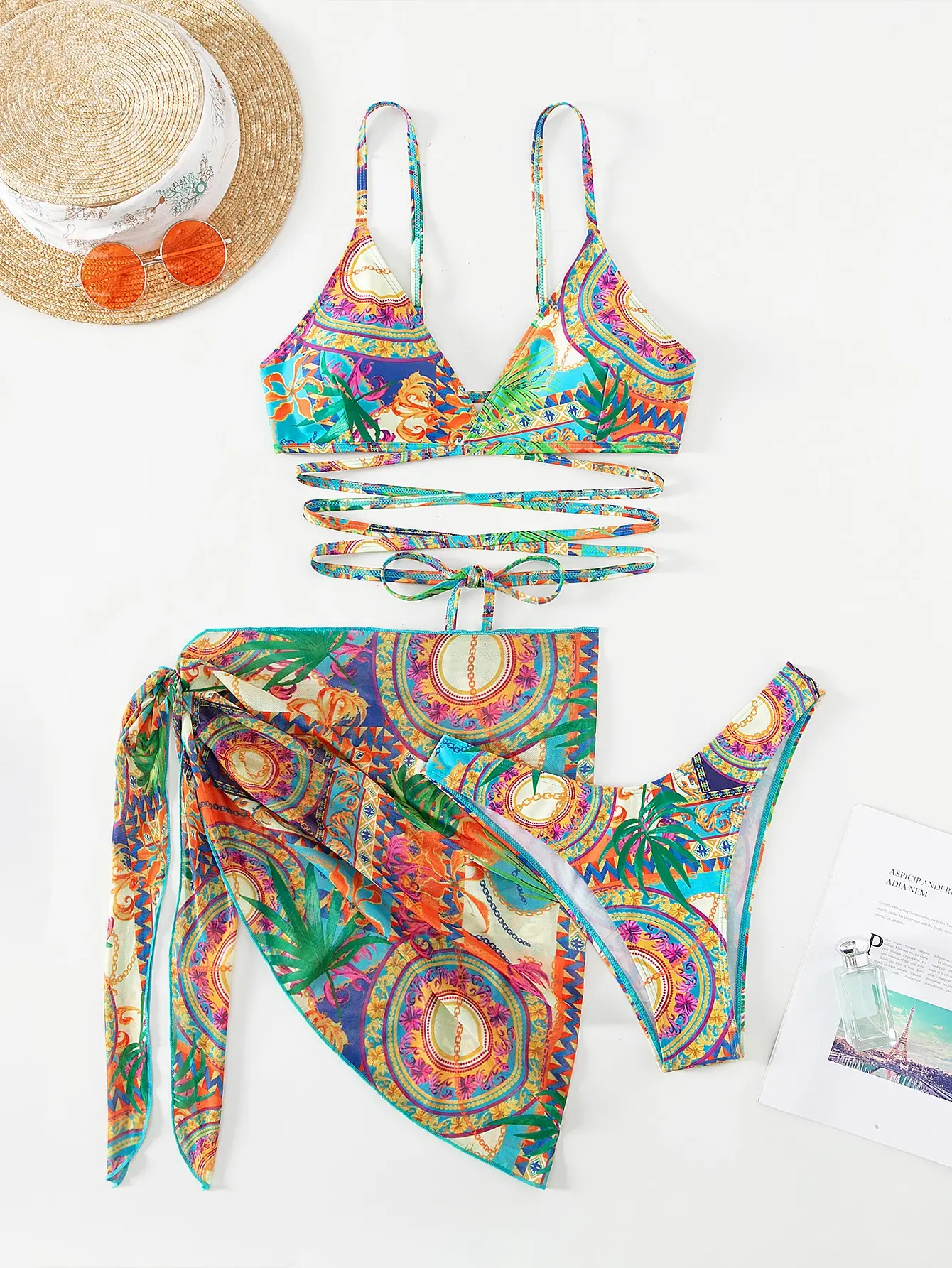 3 Pieces String Bikinis 2026 Women Sexy Swimsuit With Skirt Printed Swimwear Female Bathers Bathing Swimming Swim Suit Beachwear