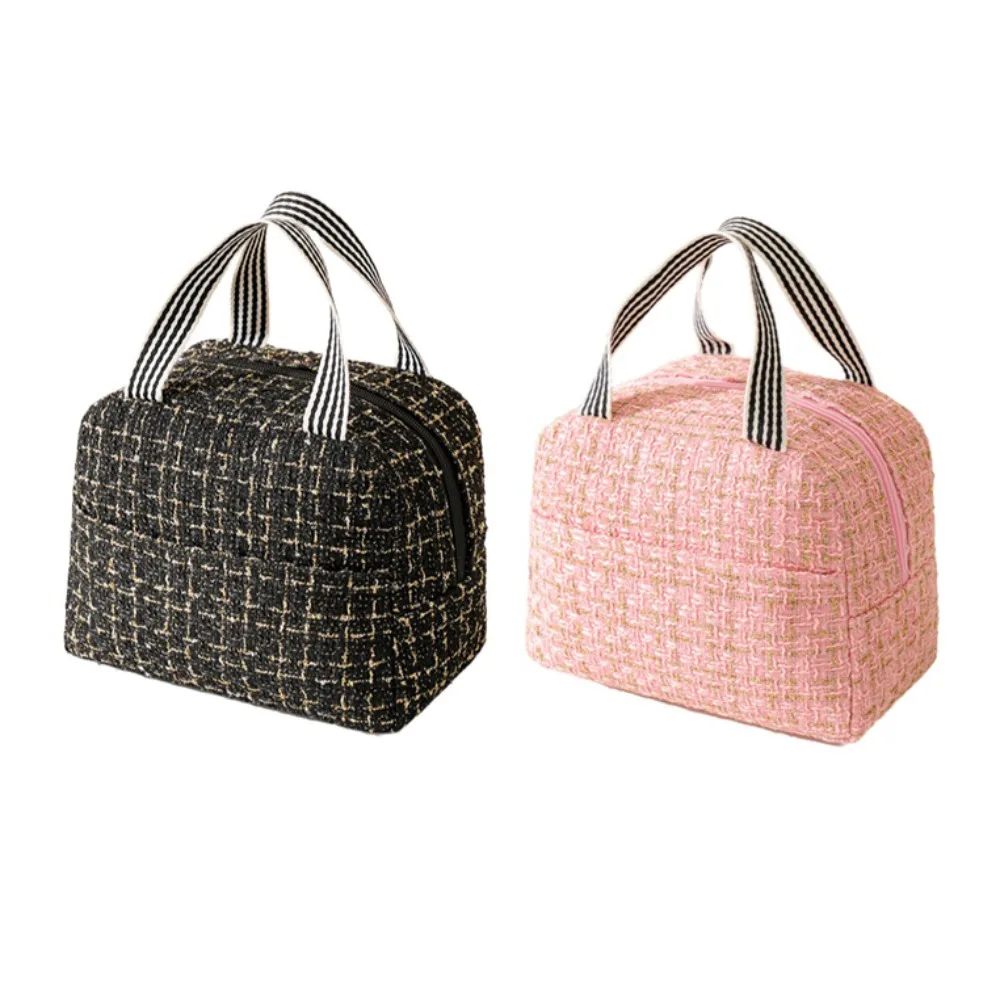 

2PCS/SET Large Capacity Lunch Bag Small Fresh Style Polyester Thermal Insulation Bag Fashion Light Luxury Tote Lunchbox Students