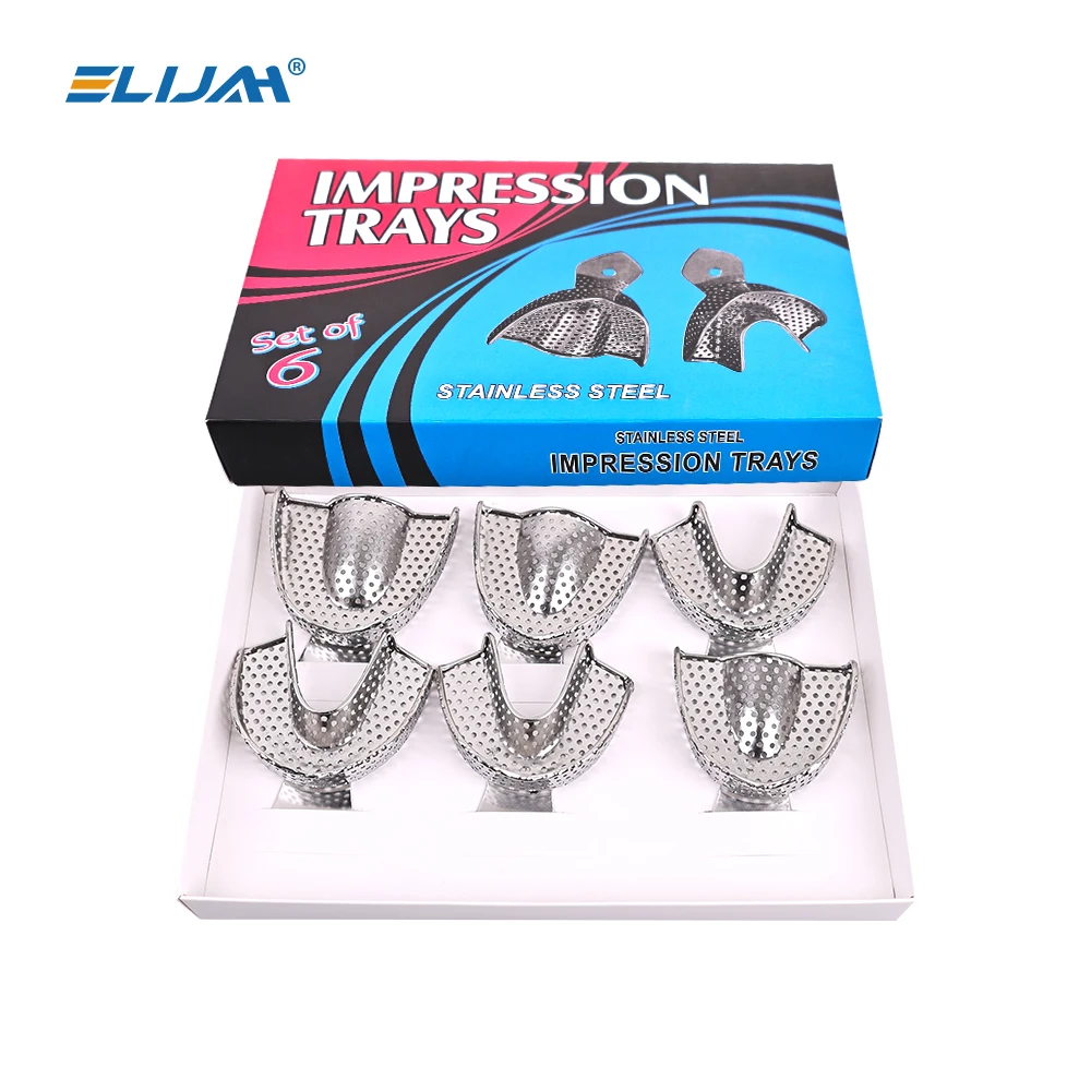 

Autoclavable Dental Stainless Steel Impression Tray with Holes Upper Lower Teeth Holder Dental Impression Buckets Dental Tools