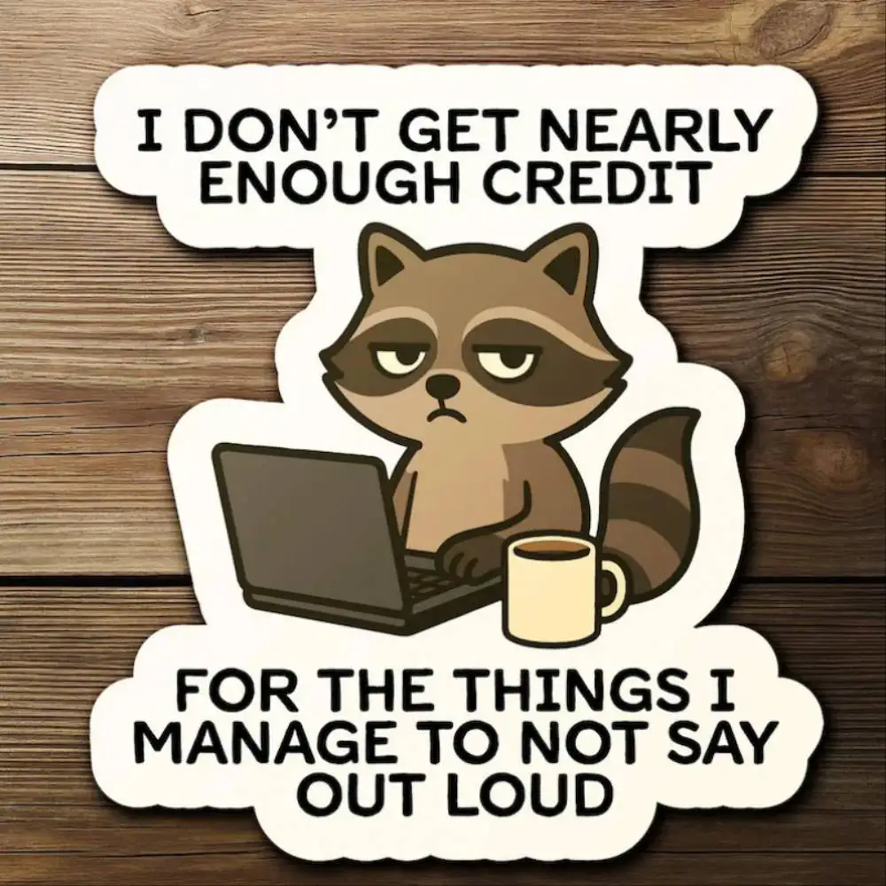 Get Enough Credit Raccoon Sticker For Coworkers Office Humor Laptop Decor 2d Fl Waterproof Stickers For Decorating Car Windows M