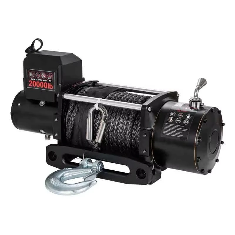 Heavy Duty Electric Winch 12V/24V DC Motor with Synthetic Rope for Sales 20000lbs Power with Factory Price
