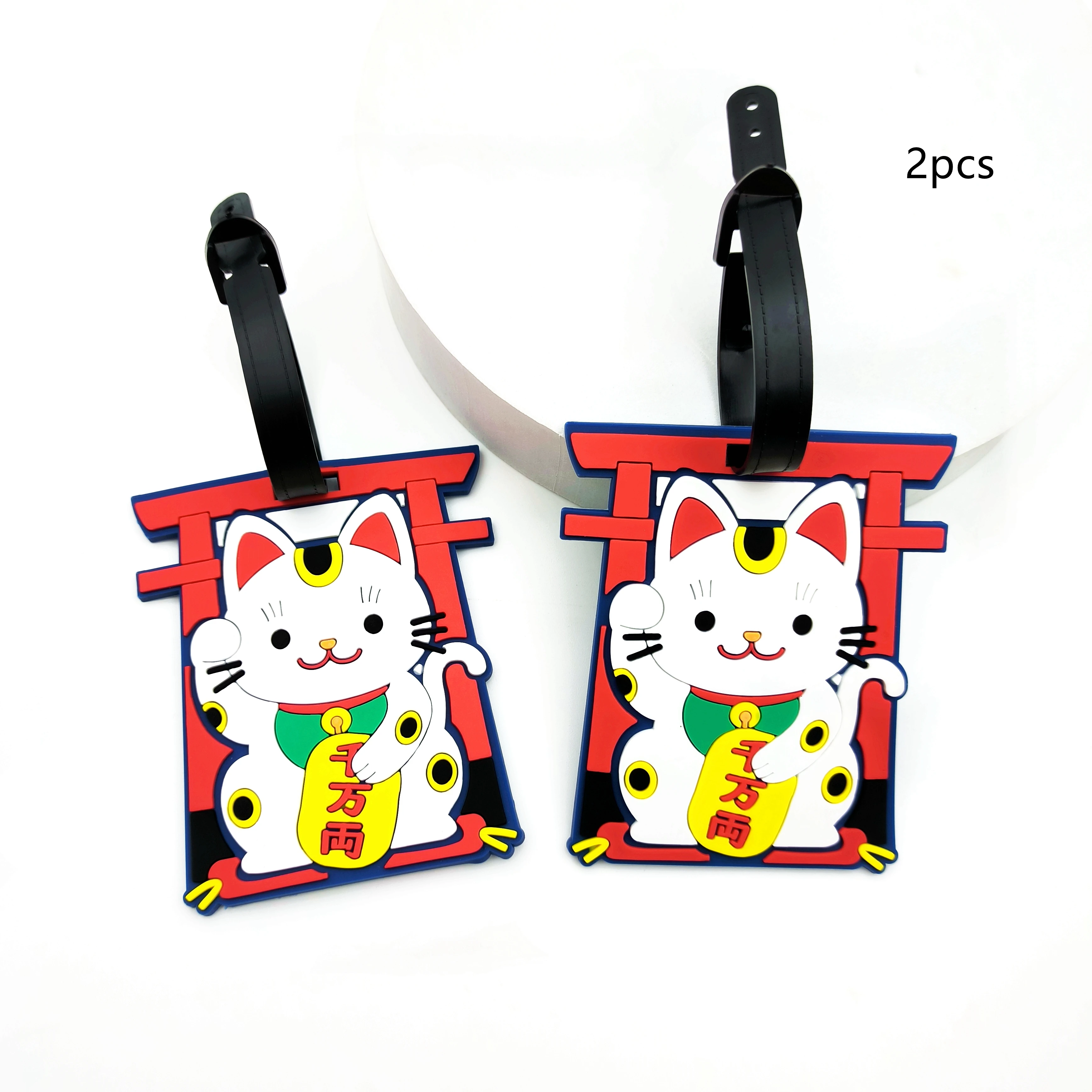 

2pcs Door Frame Lucky Cat Luggage Tag Hanger Hanger Airport Luggage Anti Loss Travel Essential Name Tags Male Female