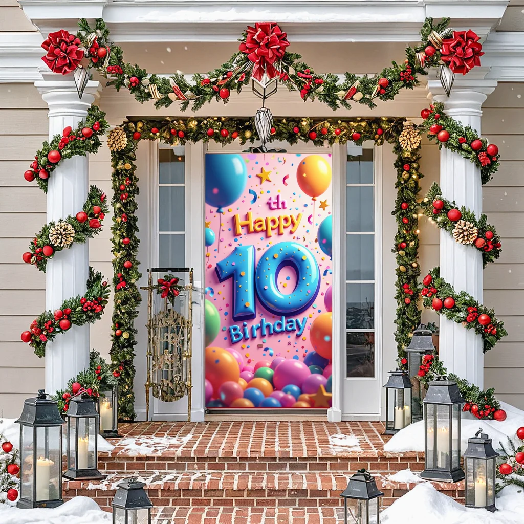 Colorful Happy 10th Birthday Banner: Perfect DIY Party Decoration, Kids Celebration Backdrop & Balloon Wall Background Cloth