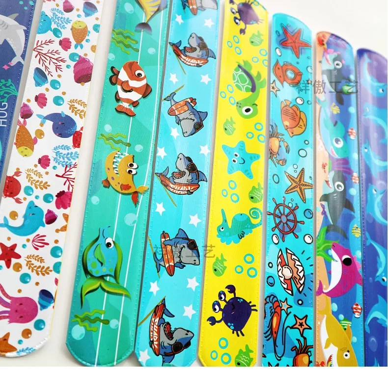 Ocean Party Cartoon Animals Slap Bracelets Shark Dolphin Under The Sea Party Sea Creatures Mermaid Kids Birthday Party Gifts