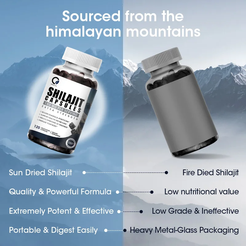 100% Pure Organic Himalayan Shilajit 20:1 Extract, 50% Fulvic Acid, 20X Potency, Rich in Trace Minerals, Non-GMO, Vegan