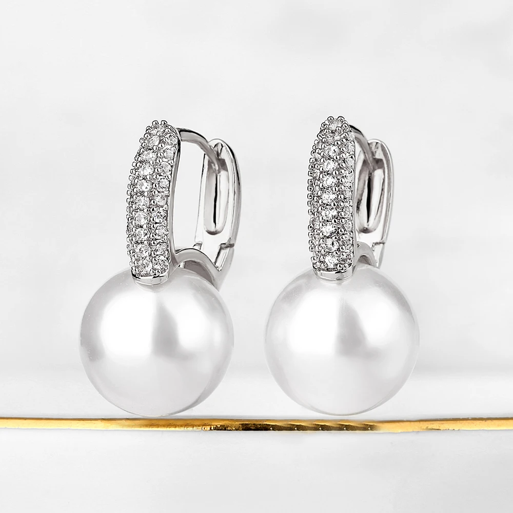 Yupsk New Fashion Jewelry Full Zircon Red Ball Earrings Korean Temperament Earrings for Women Christmas Jewelry Gifts