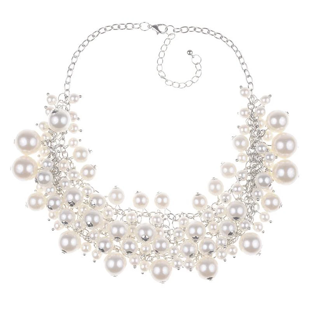 

1pc Plastic Pearl Necklace Chic Lightweight Costume Party Jewelry Delicate Pendant Accessory For Christmas Dress Up Occasions