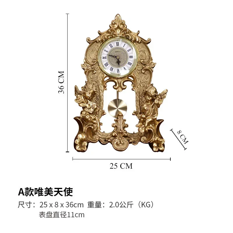 European Style Home Decoration Angel Oendulum Clock Living Room Fireplace Luxury Retro Wine Cabinet Porch TV Cabinet Furnishings