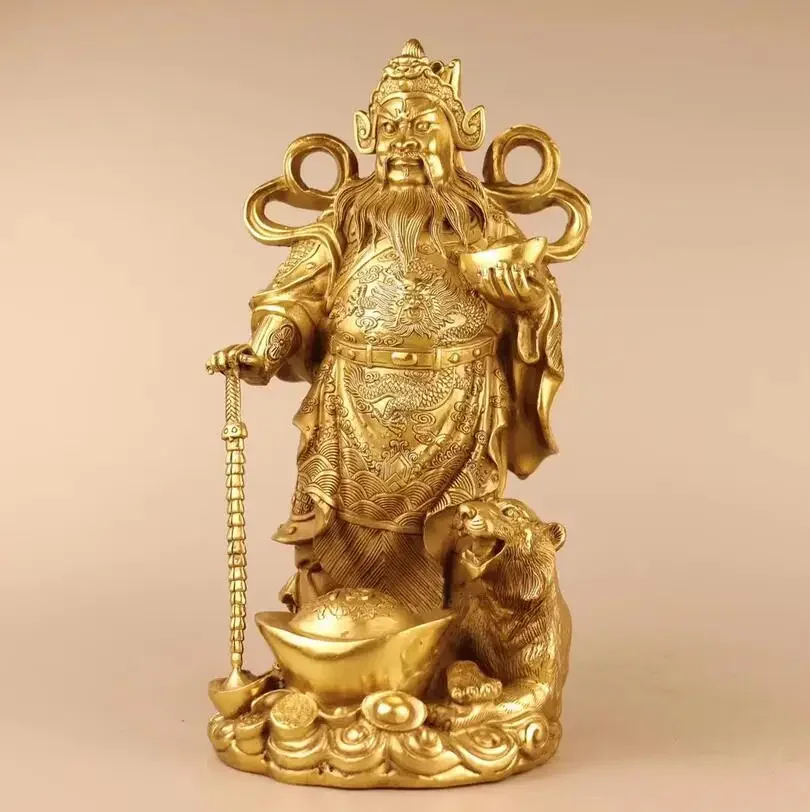 Metal standing Yuanbao, Wu Caishen, Zhao Gongming, 16 * 14 * 30cm decoration, home, office, cultural and creative ornaments