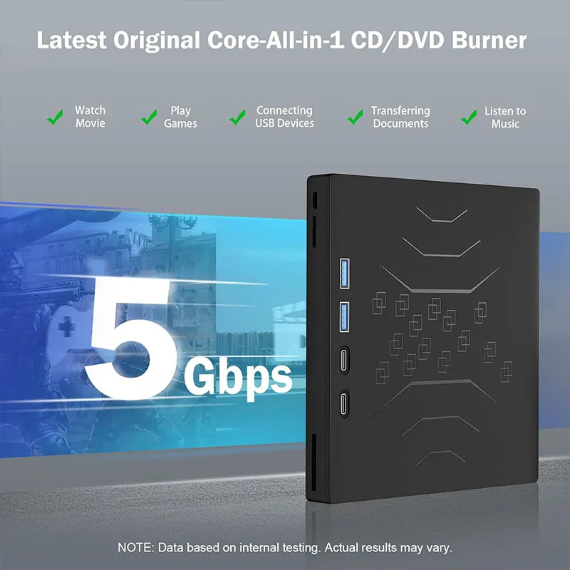 Eksternal CD/DVD -/+RW Drive USB 3.0 Portable CD/DVD/VCD Player Reader Burner untuk Laptop PC Drive Optik dengan Port SD/TF