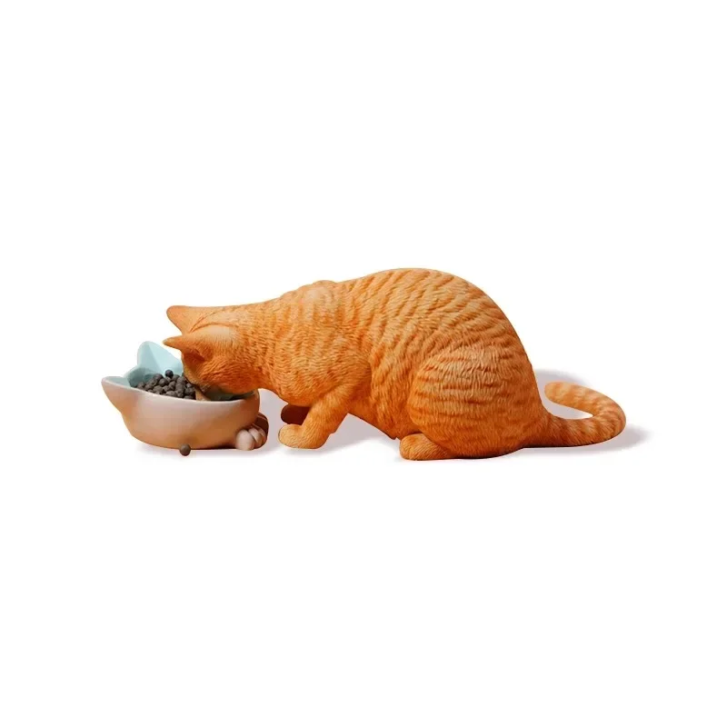 Jxk 1/6 escala animais simulados adorável animal de estimação resina gato comendo modelo boneca para figuras de ação de 12 polegadas coleções brinquedos