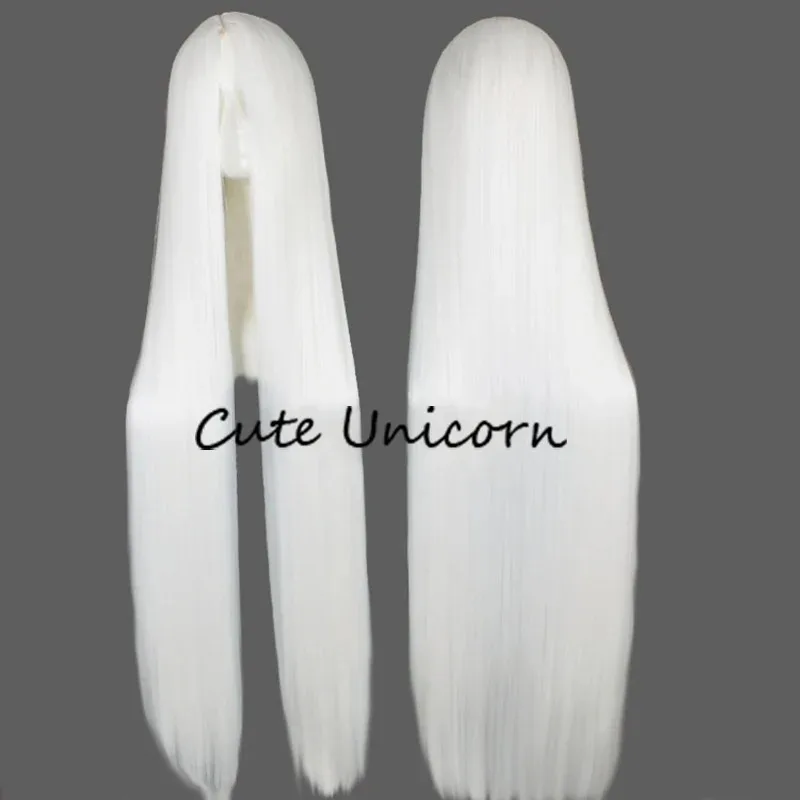 

qq023Черно-белый длинный прямой аниме универсальный парик для косплея с центральным пробором, синтетические волосы