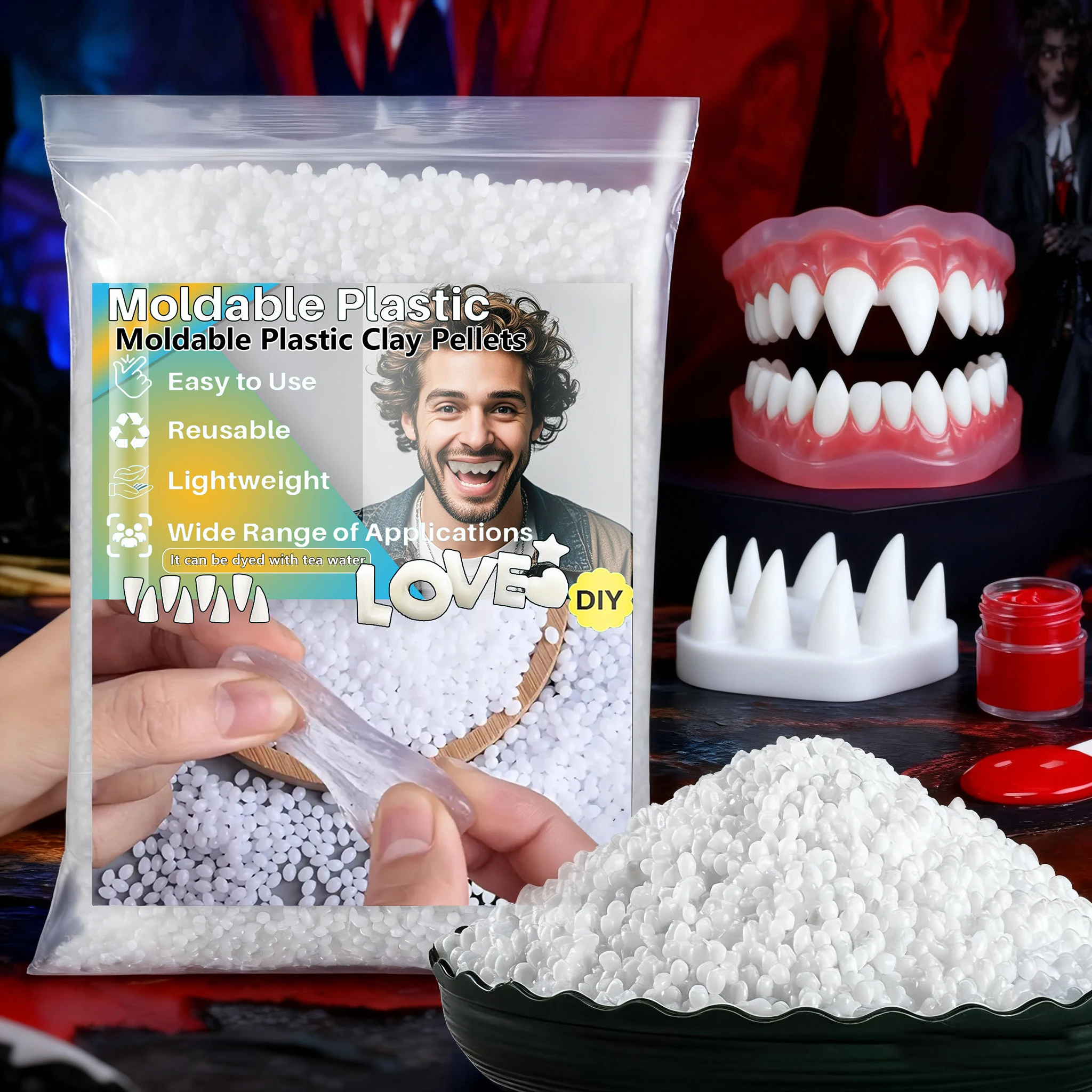 เรซิ่นขึ้นรูป - ของตกแต่งฟันชั่วคราวสำหรับงานปาร์ตี้, ซ่อมแซมแบบจำลองด้วยเรซิ่น - ทนทานและนำกลับมาใช้ใหม่ได้ ความแข็งสูง, งาน DIY