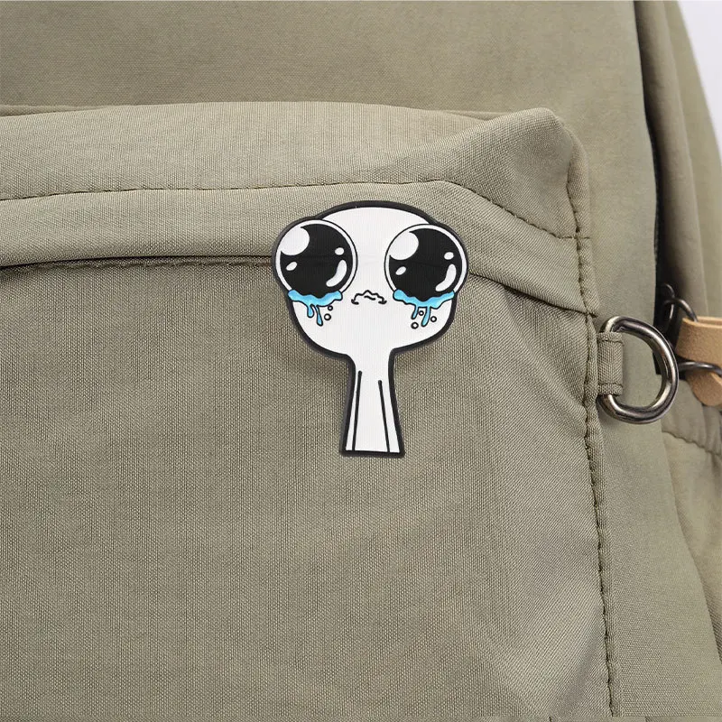 Cartoon Crying Alien Brooch Unisex Metal Pins Big Eye Teardrop Figure Badge DIY Clothing Bags Shoes Hat Scarf T-shirt Accessory