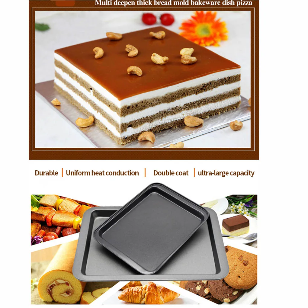 Rectangle Baking Pan Cookie Biscuit Pastry Stainless Steel Baking Oven Tray Non-stick Coating