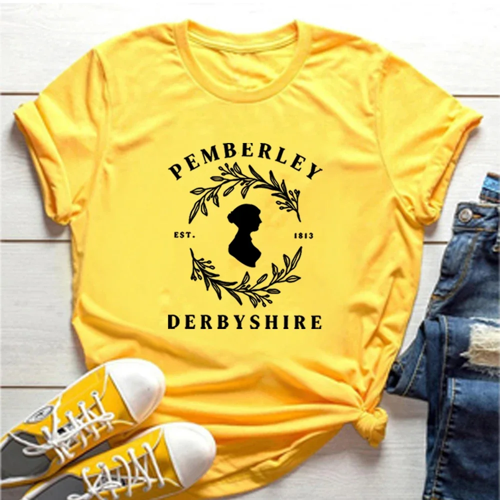 Reading T Shirt Pemberley T-Shirt Jane Austen Print Short Sleeve Shirt Bookish Shirts Dark Academia Clothing Librarian Tops