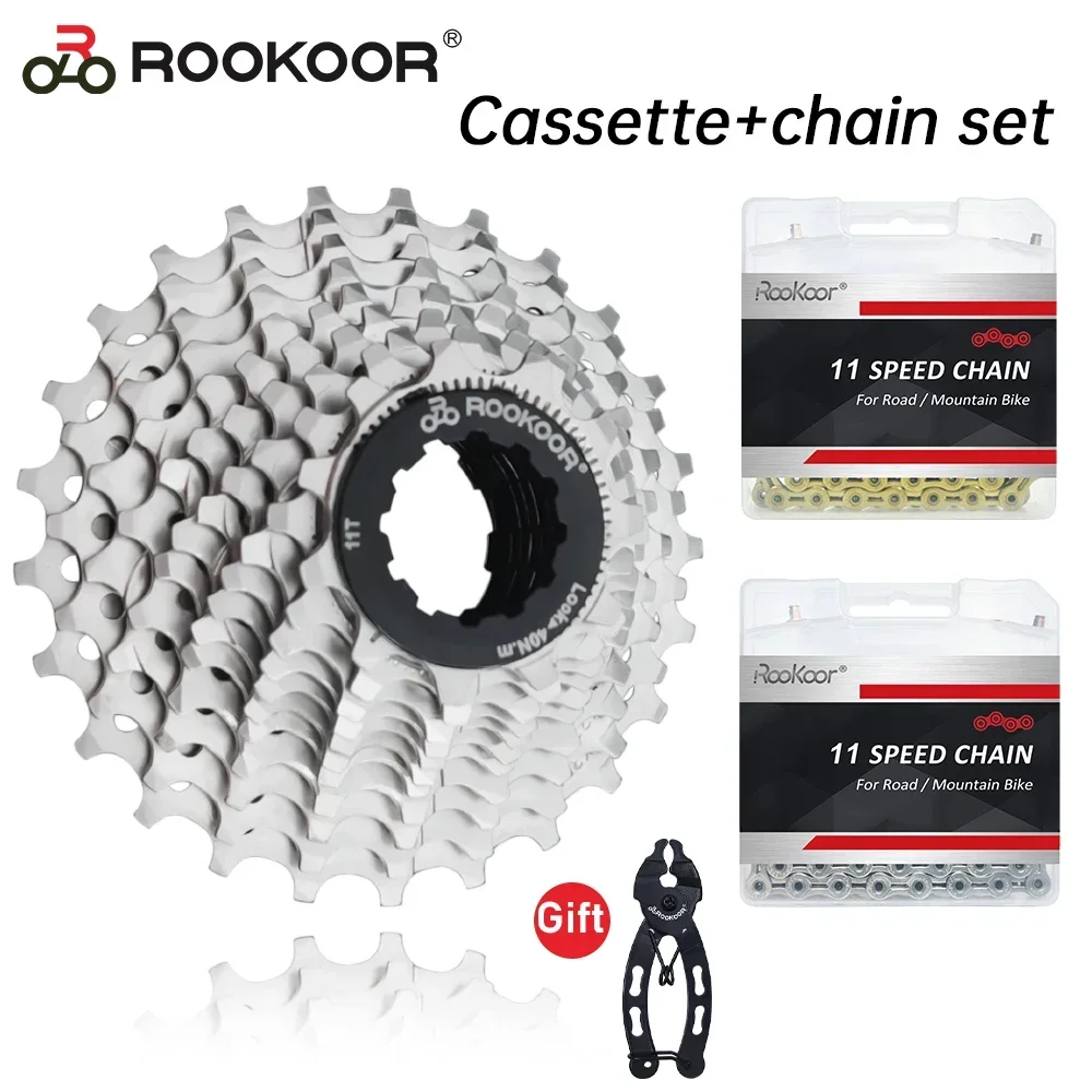 

Rookoor Road Bike Parts 11 Speed Velocidade Roadbike Cassette SL Chain Set Bicycle Parts Freewheel Sprocket 25T For Shimano/SRAM