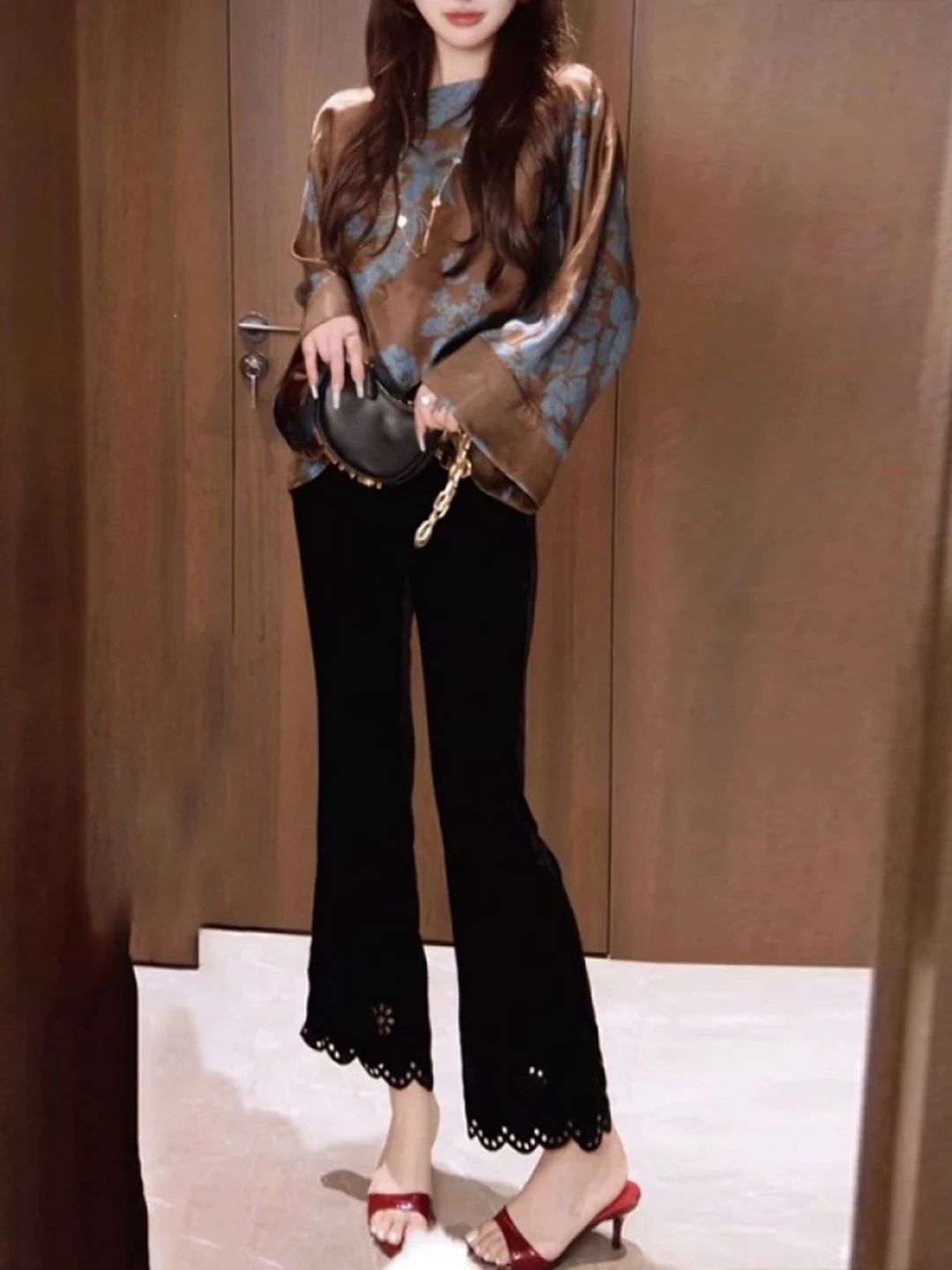 Novo chinês sle solto respirável faion irt outono temporada floral impressão botão acima topo feminino plus size casual wear