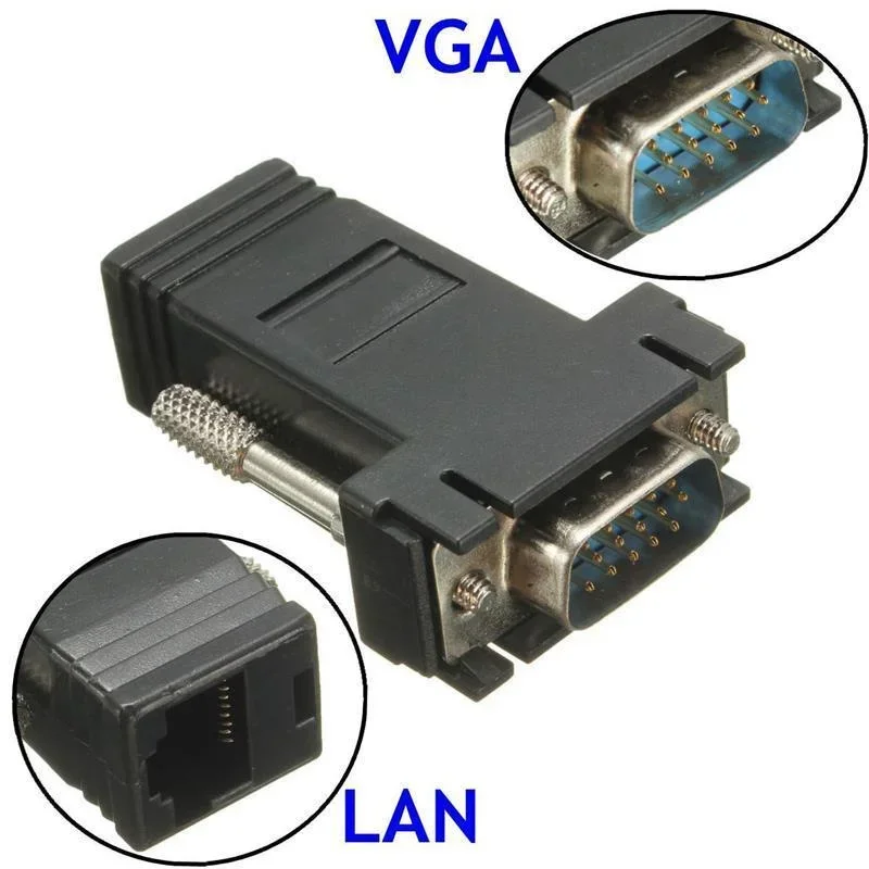 Câble d'extension VGA mâle vers vidéo LAN, 1 pièce, câble réseau CAT5 CAT6 RJ45, Adap, nouveau