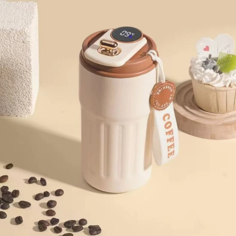 1pcs 450ml Premium Coffee Cup Intelligent Temperature Display Thermos Cup 304 Stainless Steel Large-capacity Water Cup