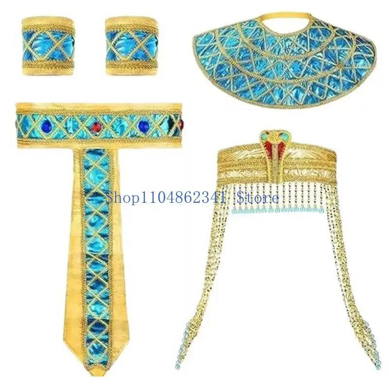 5asd Ägyptisches Halloween-Cosplay-Kostümzubehör, ägyptische Schlangen-Kopfbedeckung, ägyptischer Zauberstab, ägyptischer
