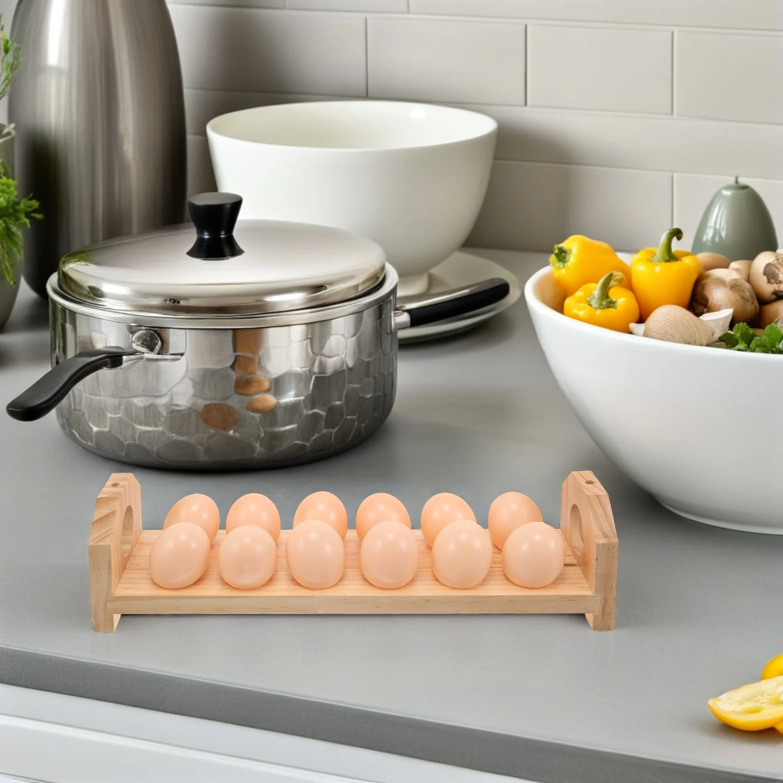 

Wooden Egg Holder Kitchen Countertop Stackable Organizer Egg Storage Rack Fresh Chicken Duck Eggs Wood Eggs Rack