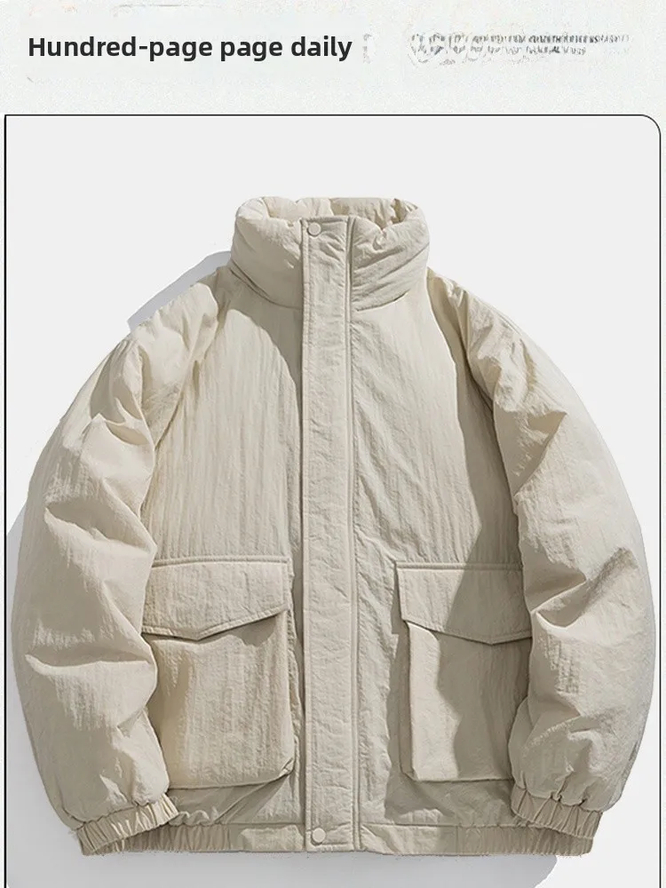 

Мужская рабочая куртка из хлопка, свободного кроя, утепленная, с воротником-стойкой, зимнее пальто, модная городская модель с длинными рукавами